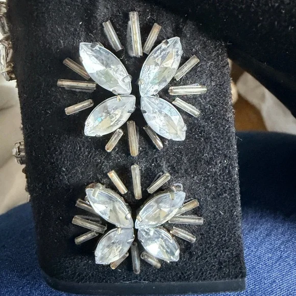 Target Black Heeled Boots with Floral Embellishments - Picture 2 of 6